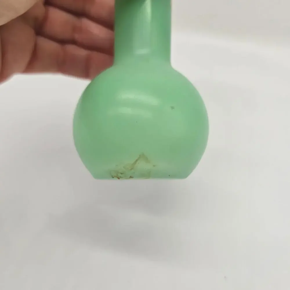 Vintage Frosted Glass Fluted Bud Vase with Flowers & Gold Rim Green 6